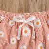 imageKuriozud Toddler Baby Girl Ruffle Vest Halter Top  Shorts with Bowknot 2 Piece Summer OutfitsDaisy Pink