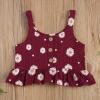 imageKuriozud Toddler Baby Girl Ruffle Vest Halter Top  Shorts with Bowknot 2 Piece Summer OutfitsDaisy Wine