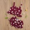 imageKuriozud Toddler Baby Girl Ruffle Vest Halter Top  Shorts with Bowknot 2 Piece Summer OutfitsDaisy Wine