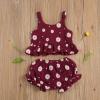 imageKuriozud Toddler Baby Girl Ruffle Vest Halter Top  Shorts with Bowknot 2 Piece Summer OutfitsDaisy Wine