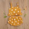 imageKuriozud Toddler Baby Girl Ruffle Vest Halter Top  Shorts with Bowknot 2 Piece Summer OutfitsDaisy Yellow