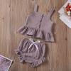 imageKuriozud Toddler Baby Girl Ruffle Vest Halter Top  Shorts with Bowknot 2 Piece Summer OutfitsLight Purple