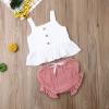 imageKuriozud Toddler Baby Girl Ruffle Vest Halter Top  Shorts with Bowknot 2 Piece Summer OutfitsWhite Vest  Pink Shorts