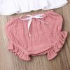 imageKuriozud Toddler Baby Girl Ruffle Vest Halter Top  Shorts with Bowknot 2 Piece Summer OutfitsWhite Vest  Pink Shorts