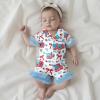 imageKuriozud Toddler Girl Pajamas 4th Of July Baby Silk Satin Nightgown Girls Fourth Of July Pjs Button Down 2Pcs Pajamas SetAmerican Flag Bow White