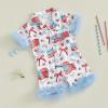 imageKuriozud Toddler Girl Pajamas 4th Of July Baby Silk Satin Nightgown Girls Fourth Of July Pjs Button Down 2Pcs Pajamas SetAmerican Flag Bow White