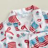 imageKuriozud Toddler Girl Pajamas 4th Of July Baby Silk Satin Nightgown Girls Fourth Of July Pjs Button Down 2Pcs Pajamas SetAmerican Flag Bow White