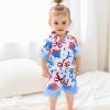 imageKuriozud Toddler Girl Pajamas 4th Of July Baby Silk Satin Nightgown Girls Fourth Of July Pjs Button Down 2Pcs Pajamas SetBow Print Light Blue