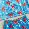 imageKuriozud Toddler Girl Pajamas 4th Of July Baby Silk Satin Nightgown Girls Fourth Of July Pjs Button Down 2Pcs Pajamas SetBow Stars Blue
