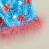 imageKuriozud Toddler Girl Pajamas 4th Of July Baby Silk Satin Nightgown Girls Fourth Of July Pjs Button Down 2Pcs Pajamas SetBow Stars Blue