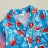 imageKuriozud Toddler Girl Pajamas 4th Of July Baby Silk Satin Nightgown Girls Fourth Of July Pjs Button Down 2Pcs Pajamas SetBow Stars Blue