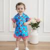 imageKuriozud Toddler Girl Pajamas 4th Of July Baby Silk Satin Nightgown Girls Fourth Of July Pjs Button Down 2Pcs Pajamas SetBow Stars Blue