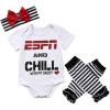 imageKuriozud Baby Girl ESPN and Chill with My Daddy Bodysuit and Socks Outfit with Headband Newborn Infant 3Pcs SetWhite