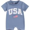 imageKuriozud Newborn Baby Boy Girl 4th of July Outfit American Flag Embroidery Short Sleeve Romper Jumpsuit Spring Summer ClothesAmerican Flag Blue