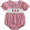 imageKuriozud Newborn Baby Girl 4th of July Outfit American Flag Bubble Romper Jumpsuit Infant Girl Fourth of July Summer ClothesIce Cream Plaid Red