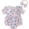 imageKuriozud Newborn Baby Girl 4th of July Outfit American Flag Bubble Romper Jumpsuit Infant Girl Fourth of July Summer ClothesRed White and Blue Star