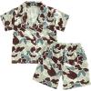 imageKuriozud Toddler Baby Girl Boy 4th of July Satin Pajamas Kids Summer Pjs Set Short Sleeve Button Down Nightwear SleepwearAfarmy Green