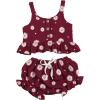 imageKuriozud Toddler Baby Girl Ruffle Vest Halter Top  Shorts with Bowknot 2 Piece Summer OutfitsDaisy Wine