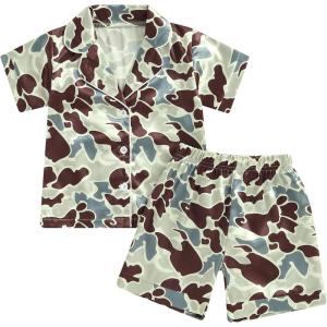 imageKuriozud Toddler Baby Girl Boy 4th of July Satin Pajamas Kids Summer Pjs Set Short Sleeve Button Down Nightwear SleepwearAfarmy Green
