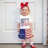imageKuriozud 4th of July Outfit Baby Toddler Girl Embroidery Ruffled Trim Short Sleeve TShirt and Star Striped Shorts 2 Pcs SetJuly Made in the Usa