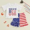 imageKuriozud 4th of July Outfit Baby Toddler Girl Embroidery Ruffled Trim Short Sleeve TShirt and Star Striped Shorts 2 Pcs SetJuly Made in the Usa
