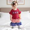 imageKuriozud 4th of July Outfit Baby Toddler Girl Embroidery Ruffled Trim Short Sleeve TShirt and Star Striped Shorts 2 Pcs SetJuly Peace Love America