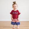 imageKuriozud 4th of July Outfit Baby Toddler Girl Embroidery Ruffled Trim Short Sleeve TShirt and Star Striped Shorts 2 Pcs SetJuly Peace Love America
