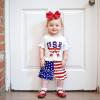 imageKuriozud 4th of July Outfit Baby Toddler Girl Embroidery Ruffled Trim Short Sleeve TShirt and Star Striped Shorts 2 Pcs SetJuly Usabow