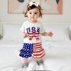 imageKuriozud 4th of July Outfit Baby Toddler Girl Embroidery Ruffled Trim Short Sleeve TShirt and Star Striped Shorts 2 Pcs SetJuly Usabow