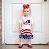 imageKuriozud 4th of July Outfit Baby Toddler Girl Embroidery Ruffled Trim Short Sleeve TShirt and Star Striped Shorts 2 Pcs SetJuly Usabow a