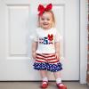 imageKuriozud 4th of July Outfit Baby Toddler Girl Embroidery Ruffled Trim Short Sleeve TShirt and Star Striped Shorts 2 Pcs SetJuly Usabow a