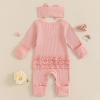 imageKuriozud 4th of July Outfits Baby Girl Footie Onesie Romper Newborn Preemie Girl Ruffle Pajamas Pjs Infant Girl Fall ClothesFathers Day Pink