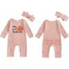 imageKuriozud 4th of July Outfits Baby Girl Footie Onesie Romper Newborn Preemie Girl Ruffle Pajamas Pjs Infant Girl Fall ClothesHalloween Pink