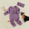 imageKuriozud 4th of July Outfits Baby Girl Footie Onesie Romper Newborn Preemie Girl Ruffle Pajamas Pjs Infant Girl Fall ClothesHalloween Purple