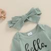 imageKuriozud 4th of July Outfits Baby Girl Footie Onesie Romper Newborn Preemie Girl Ruffle Pajamas Pjs Infant Girl Fall ClothesHello Im New Here Green