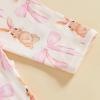 imageKuriozud 4th of July Outfits Baby Girl Footie Onesie Romper Newborn Preemie Girl Ruffle Pajamas Pjs Infant Girl Fall ClothesPink Bunnybowknot