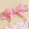 imageKuriozud 4th of July Outfits Baby Girl Footie Onesie Romper Newborn Preemie Girl Ruffle Pajamas Pjs Infant Girl Fall ClothesPink Bunnybowknot