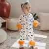 imageKuriozud Baby Girl Silk Pajamas Feather Cuffs Romper Stain OnePiece Jumpsuit Pjs Lapel Button Down NightgownHalloween Orange