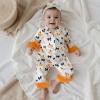 imageKuriozud Baby Girl Silk Pajamas Feather Cuffs Romper Stain OnePiece Jumpsuit Pjs Lapel Button Down NightgownHalloween Orange