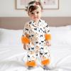 imageKuriozud Baby Girl Silk Pajamas Feather Cuffs Romper Stain OnePiece Jumpsuit Pjs Lapel Button Down NightgownHalloween Orange