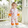 imageKuriozud Baby Girl Silk Pajamas Feather Cuffs Romper Stain OnePiece Jumpsuit Pjs Lapel Button Down NightgownHalloween Pink