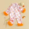 imageKuriozud Baby Girl Silk Pajamas Feather Cuffs Romper Stain OnePiece Jumpsuit Pjs Lapel Button Down NightgownHalloween Pink