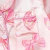 imageKuriozud Baby Girl Silk Pajamas Feather Cuffs Romper Stain OnePiece Jumpsuit Pjs Lapel Button Down NightgownPink Bow a