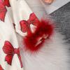 imageKuriozud Baby Girl Silk Pajamas Feather Cuffs Romper Stain OnePiece Jumpsuit Pjs Lapel Button Down NightgownRed Bow
