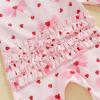 imageKuriozud First Valentines Baby Girl Outfit Newborn Heart Footed Jumpsuit Ruffle Zipper Romper Baby Coming Home OutfitA Bow Heartpink