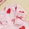imageKuriozud First Valentines Baby Girl Outfit Newborn Heart Footed Jumpsuit Ruffle Zipper Romper Baby Coming Home OutfitA Bow Heartred