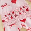 imageKuriozud First Valentines Baby Girl Outfit Newborn Heart Footed Jumpsuit Ruffle Zipper Romper Baby Coming Home OutfitA Bow Heartred