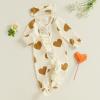 imageKuriozud First Valentines Baby Girl Outfit Newborn Heart Footed Jumpsuit Ruffle Zipper Romper Baby Coming Home OutfitSmiling Loveivory