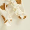 imageKuriozud First Valentines Baby Girl Outfit Newborn Heart Footed Jumpsuit Ruffle Zipper Romper Baby Coming Home OutfitSmiling Loveivory