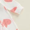 imageKuriozud First Valentines Baby Girl Outfit Newborn Heart Footed Jumpsuit Ruffle Zipper Romper Baby Coming Home OutfitSmiling Lovewhite
